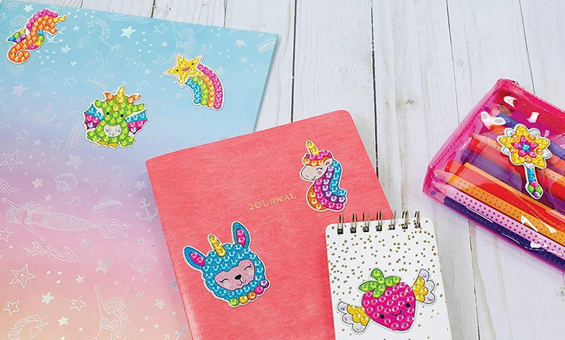 12 Create Big Gem Diamond Painting Sticker Kit Art Craft Girls Boys Unicorn Animal Sealife Magical Mosaic Dot Sticky Toys Gifts ALPENZO