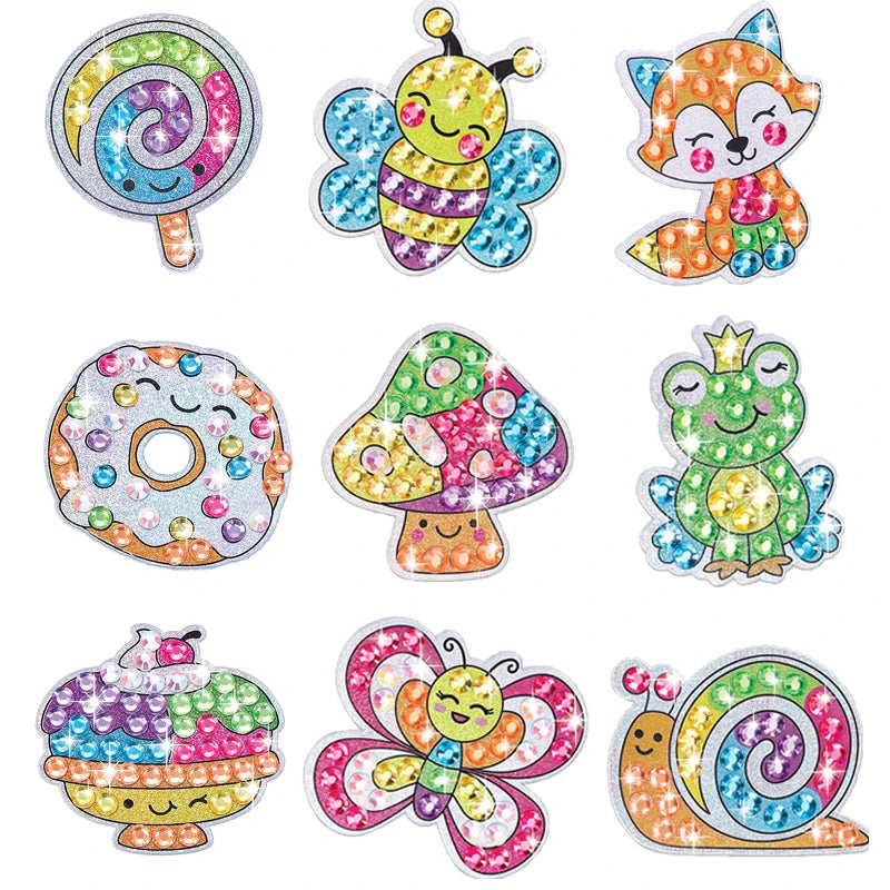 12 Create Big Gem Diamond Painting Sticker Kit Art Craft Girls Boys Unicorn Animal Sealife Magical Mosaic Dot Sticky Toys Gifts ALPENZO