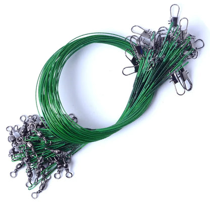 Aorace 20PCS Anti Bite Steel Fishing Line Steel Wire Leader With Swivel Fishing Accessory Lead Core Leash Fishing Wire 15CM-50CM