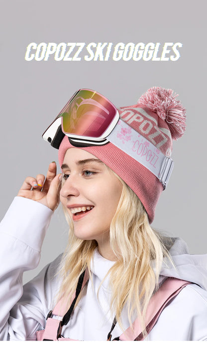 COPOZZ Winter Professional Men Women Ski Goggles Set Magnetic Quick-Change Double Layers Anti-Fog Snowboard Goggles Adults