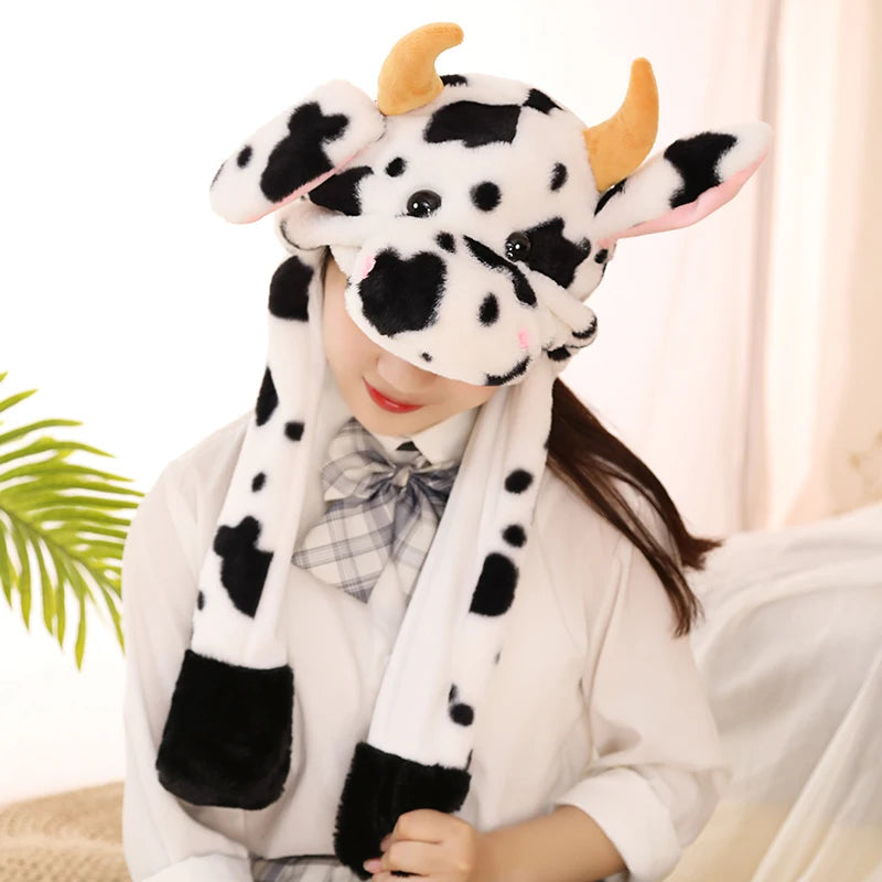 Cartoon Bunny Ear Move Hat Jumping up Toys Rabbit Girls Animal Plush Costume Cosplay Cap Kids Party for Adult Funny Anime Hat ALPENZO
