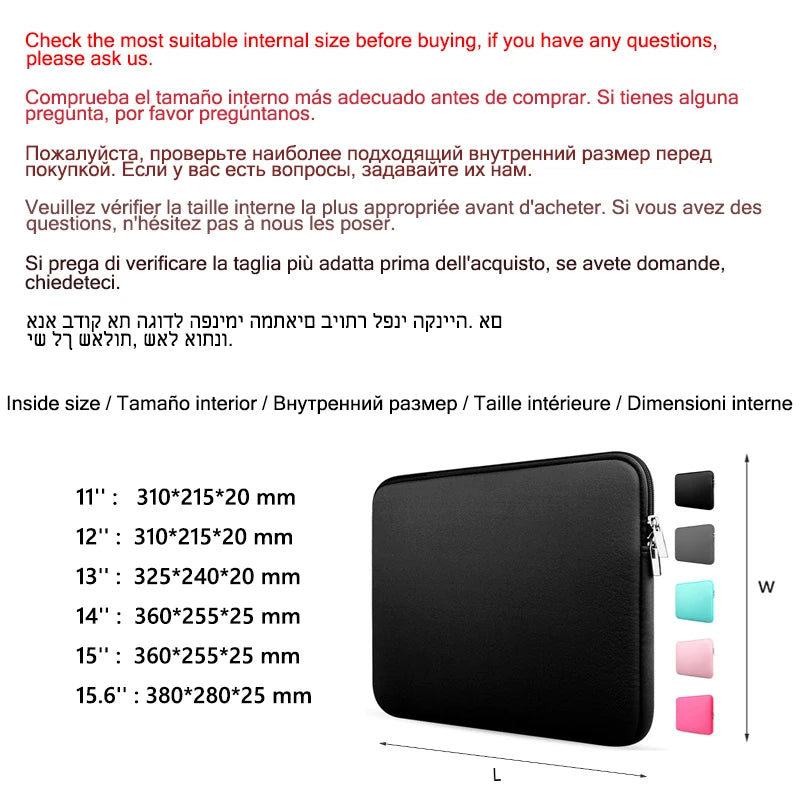 Soft Laptop Bag For Xiaomi Hp Dell Lenovo Notebook Computer For Macbook Air Pro Retina 11 12 13 14 15 15.6 Sleeve Case Cover - ALPENZO