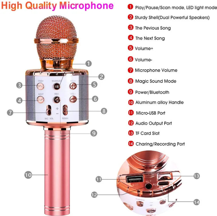 Fun Toys for 4-15 Year Old Girls, Handheld Karaoke Microphone for Kids Birthday Xmas Gifts for 8 9 10 11 Years Old Boys Girl ALPENZO
