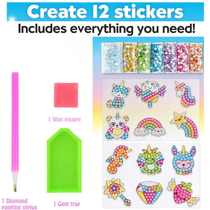 12 Create Big Gem Diamond Painting Sticker Kit Art Craft Girls Boys Unicorn Animal Sealife Magical Mosaic Dot Sticky Toys Gifts ALPENZO