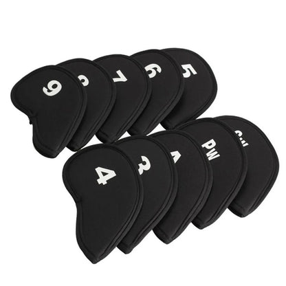 10Pcs/set Golf Iron Head Covers Iron Golf Club Protective Black/Red/Blue Golf Club Iron Head Protector Golf Accessories