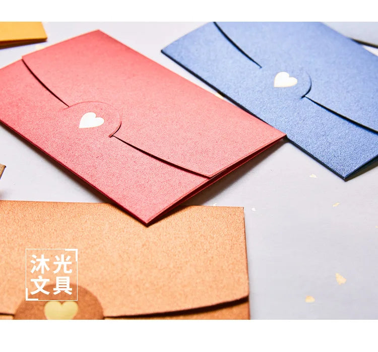 (10 Pieces/Lot) 10.5CM*7CM Small Greeting Card Name Card Envelope Hot Stamping Love Pearlescent Paper Mini Envelopes ALPENZO
