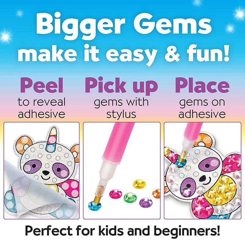 12 Create Big Gem Diamond Painting Sticker Kit Art Craft Girls Boys Unicorn Animal Sealife Magical Mosaic Dot Sticky Toys Gifts ALPENZO