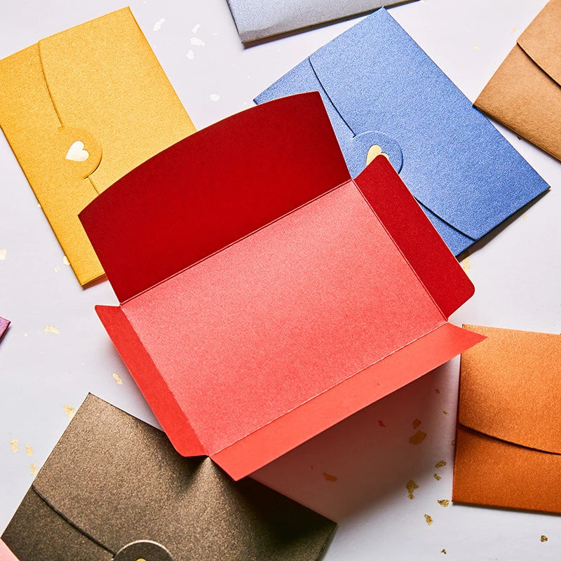 (10 Pieces/Lot) 10.5CM*7CM Small Greeting Card Name Card Envelope Hot Stamping Love Pearlescent Paper Mini Envelopes ALPENZO