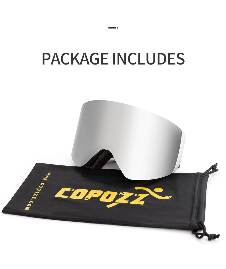 COPOZZ Winter Professional Men Women Ski Goggles Set Magnetic Quick-Change Double Layers Anti-Fog Snowboard Goggles Adults