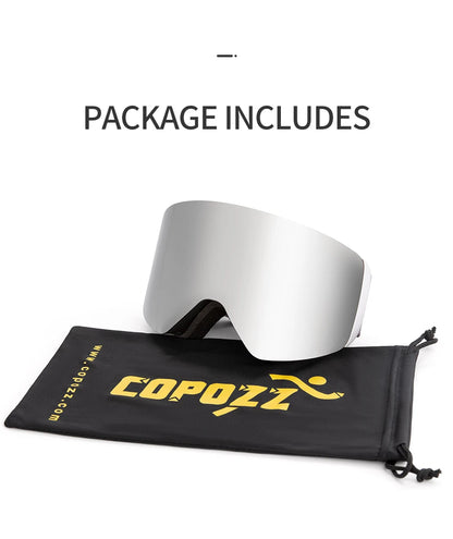 COPOZZ Winter Professional Men Women Ski Goggles Set Magnetic Quick-Change Double Layers Anti-Fog Snowboard Goggles Adults