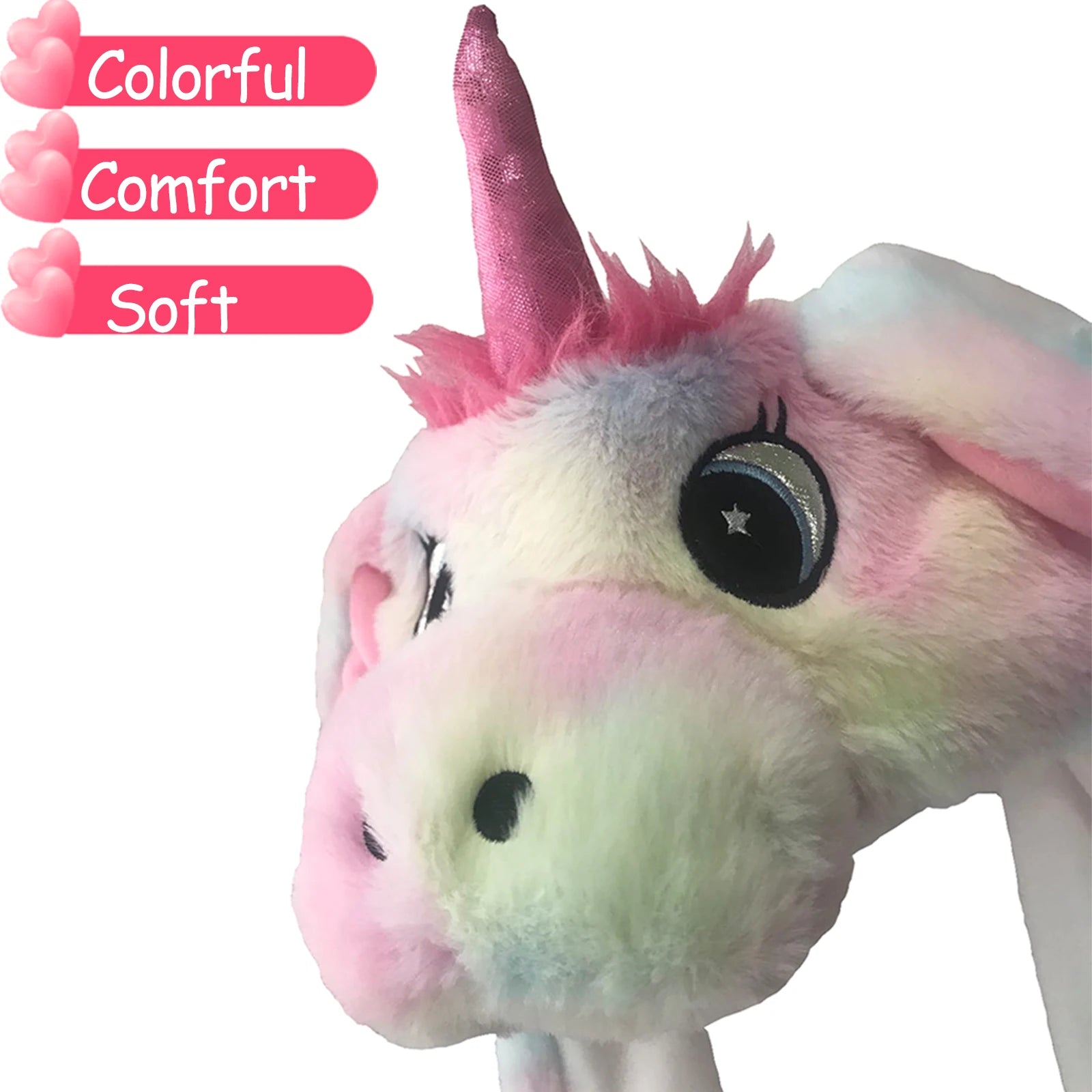 Unicorn Animal Ear Hat Plush Bunny Ears Moving Jumping Up Toys Dress Up Funny Cosplay Party for Kids Christmas Gift for Adult ALPENZO