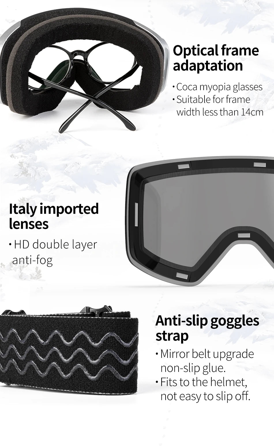 COPOZZ Winter Professional Men Women Ski Goggles Set Magnetic Quick-Change Double Layers Anti-Fog Snowboard Goggles Adults