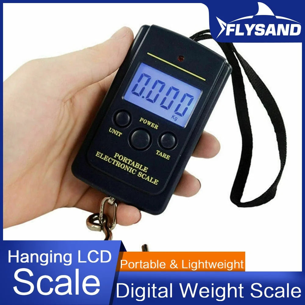 FLYSAND Mini Digital Scale 40kg X 10g for Fishing Luggage Travel Weighing Steelyard Hanging Electronic Hook Scale Fishing Tool