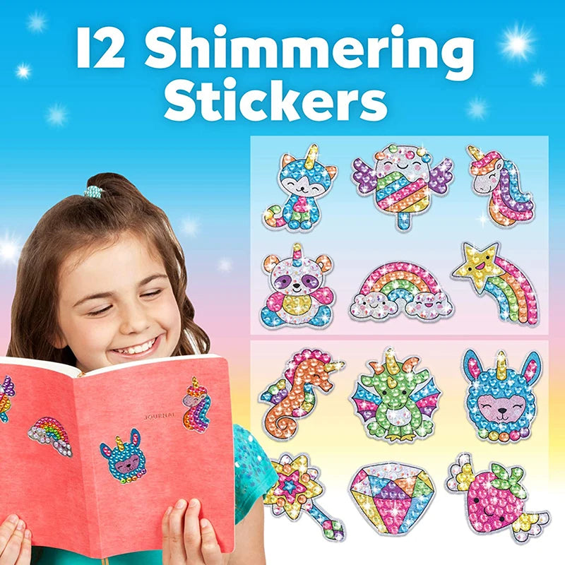 12 Create Big Gem Diamond Painting Sticker Kit Art Craft Girls Boys Unicorn Animal Sealife Magical Mosaic Dot Sticky Toys Gifts ALPENZO