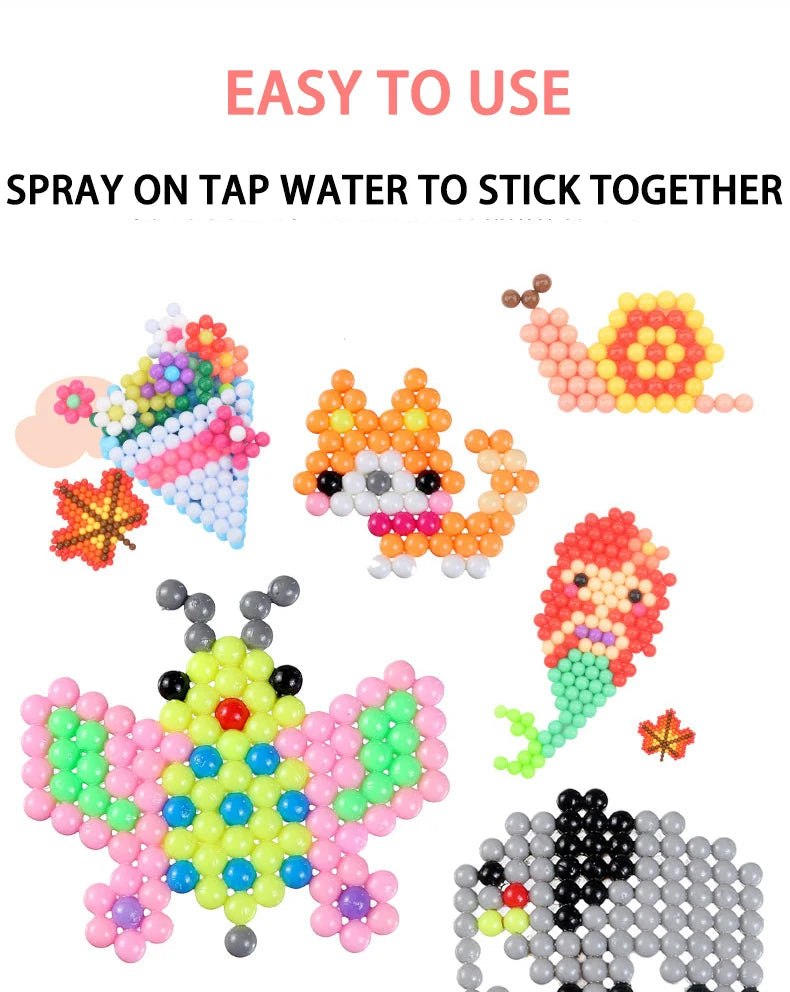 Handmade Magic Water Fuse Beads Creative Beads DIY Art Crafts Toys Magic Water Sticky Beads Sensory Toys Set with Accessories ALPENZO
