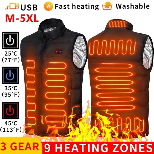 9 Heated Vest Zones Electric Heated Jackets Men Women Sportswear Heated Coat Graphene Heat Coat USB Heating Jacket For Camping ALPENZO