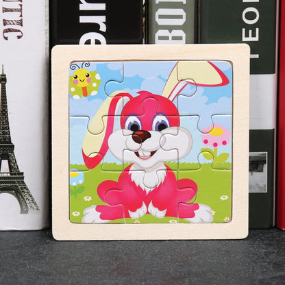 Hot Sale 11X11CM Kids Wooden Puzzle Baby Cartoon Animal Traffic Tangram Wood Puzzle Educational Jigsaw Toys For Children Gifts ALPENZO