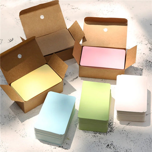 100pcs/box Kraft paper card color blank business card message thank you card writing card label bookmark learning card ALPENZO