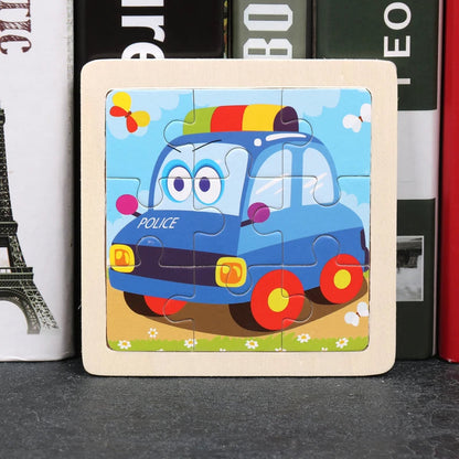 Hot Sale 11X11CM Kids Wooden Puzzle Baby Cartoon Animal Traffic Tangram Wood Puzzle Educational Jigsaw Toys For Children Gifts ALPENZO
