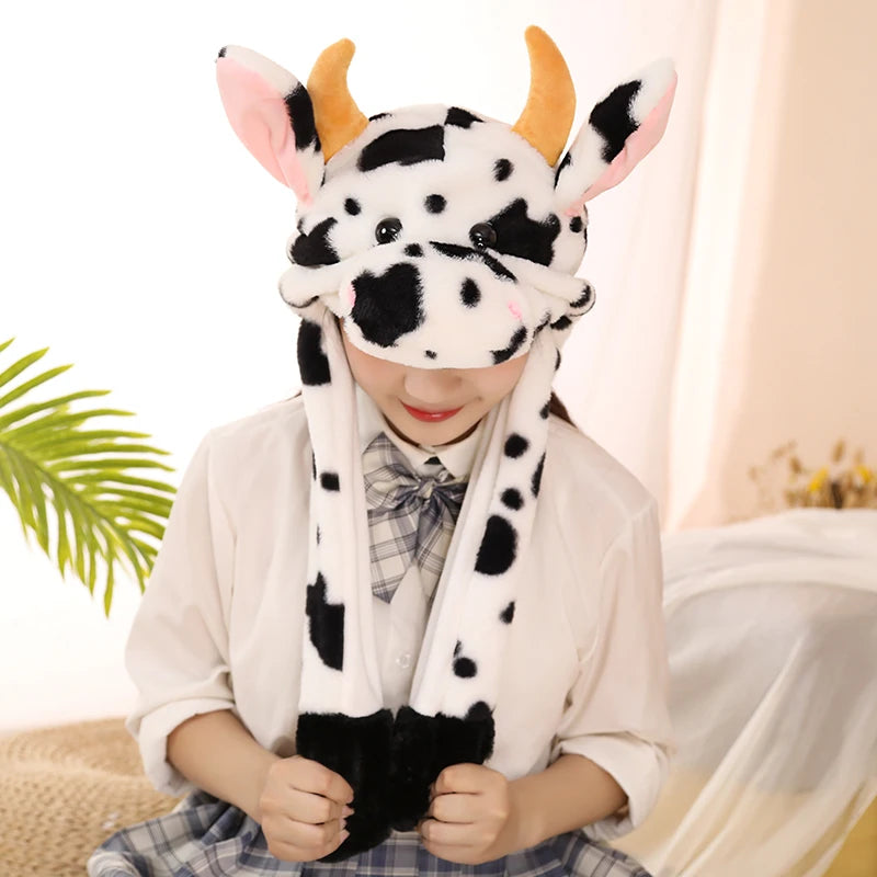 Cartoon Bunny Ear Move Hat Jumping up Toys Rabbit Girls Animal Plush Costume Cosplay Cap Kids Party for Adult Funny Anime Hat ALPENZO
