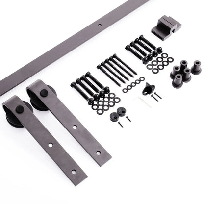 HOMCOM Kit Instalacion Montaje Puerta Corredera Madera Puertas Corredizas Riel Acero - ALPENZO