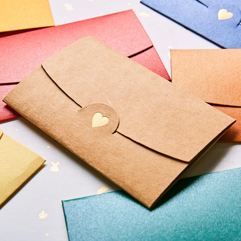 (10 Pieces/Lot) 10.5CM*7CM Small Greeting Card Name Card Envelope Hot Stamping Love Pearlescent Paper Mini Envelopes ALPENZO