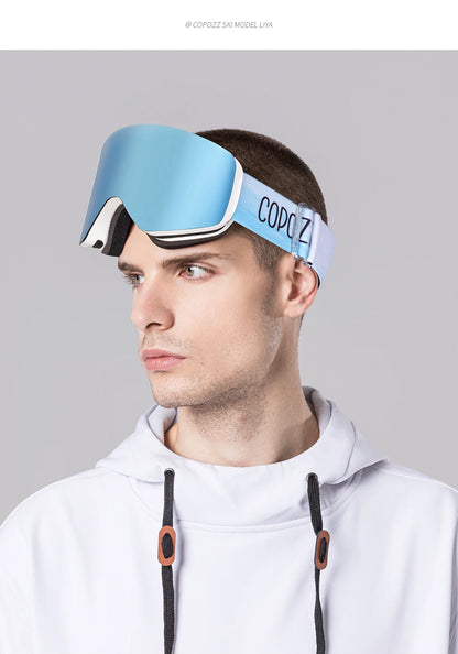 COPOZZ Winter Professional Men Women Ski Goggles Set Magnetic Quick-Change Double Layers Anti-Fog Snowboard Goggles Adults