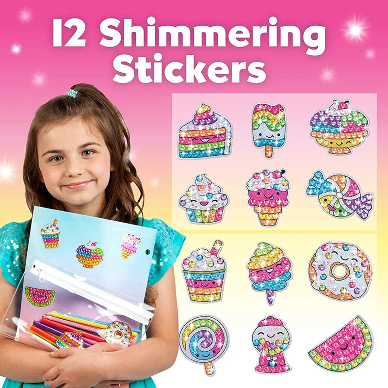 12 Create Big Gem Diamond Painting Sticker Kit Art Craft Girls Boys Unicorn Animal Sealife Magical Mosaic Dot Sticky Toys Gifts ALPENZO