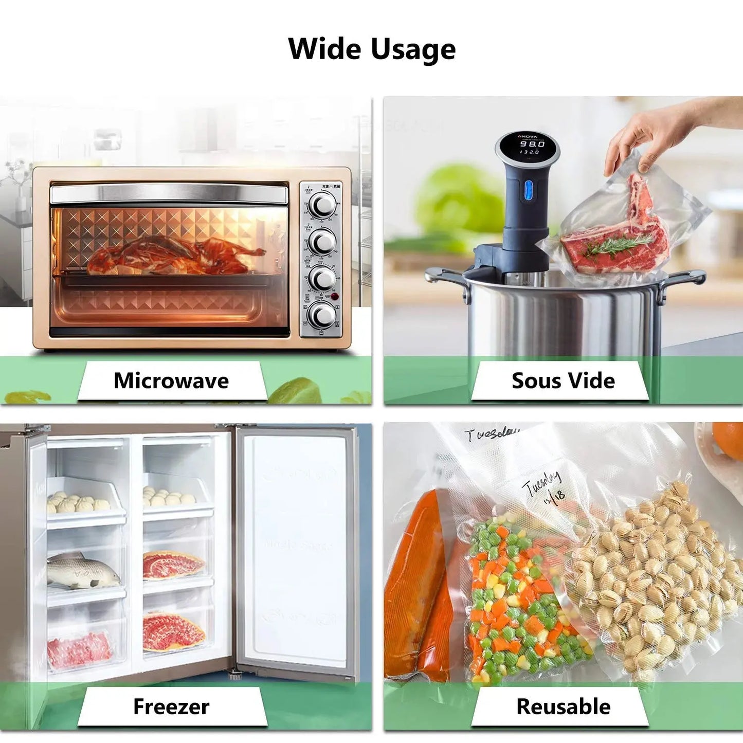 Sous Vide Roll Bags For Vacuum Packing Machine Packaging Food Storage Vacuum Bags for Vacuum Sealer length is 300CM - ALPENZO