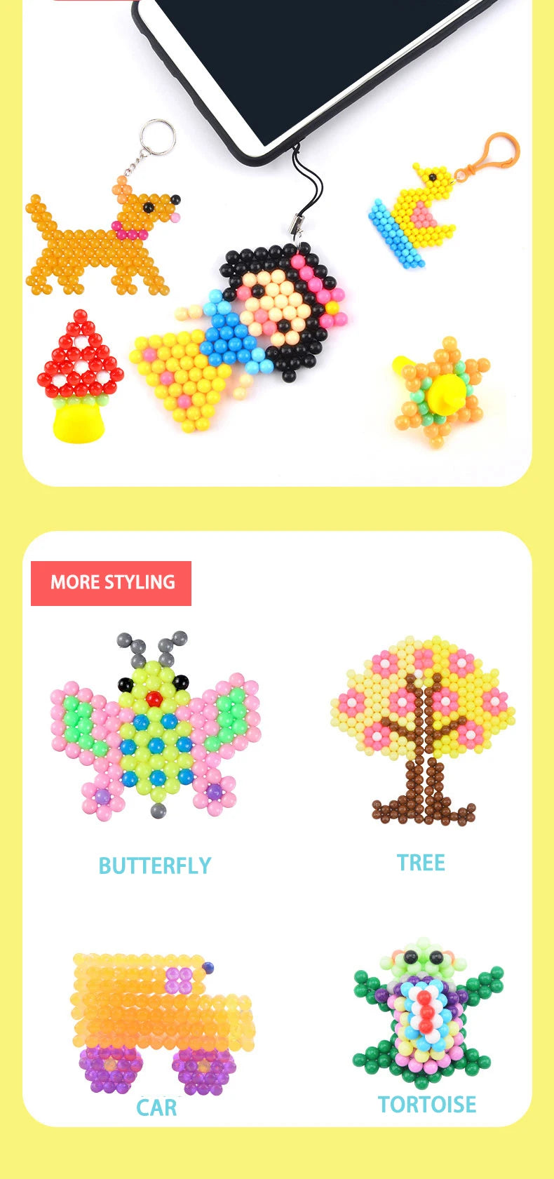 Handmade Magic Water Fuse Beads Creative Beads DIY Art Crafts Toys Magic Water Sticky Beads Sensory Toys Set with Accessories ALPENZO