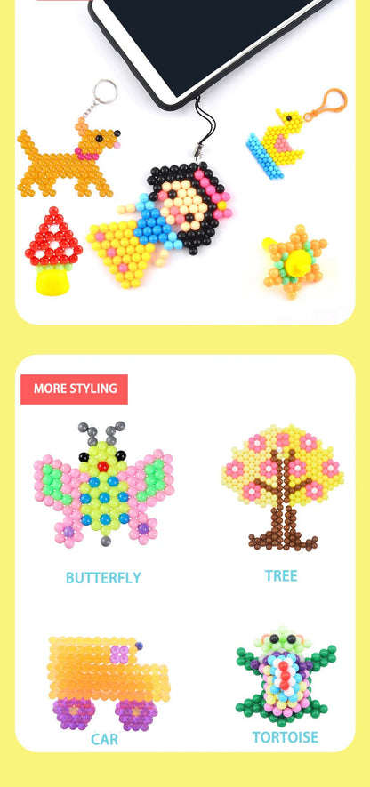 Handmade Magic Water Fuse Beads Creative Beads DIY Art Crafts Toys Magic Water Sticky Beads Sensory Toys Set with Accessories ALPENZO