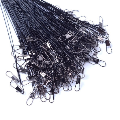 Aorace 20PCS Anti Bite Steel Fishing Line Steel Wire Leader With Swivel Fishing Accessory Lead Core Leash Fishing Wire 15CM-50CM