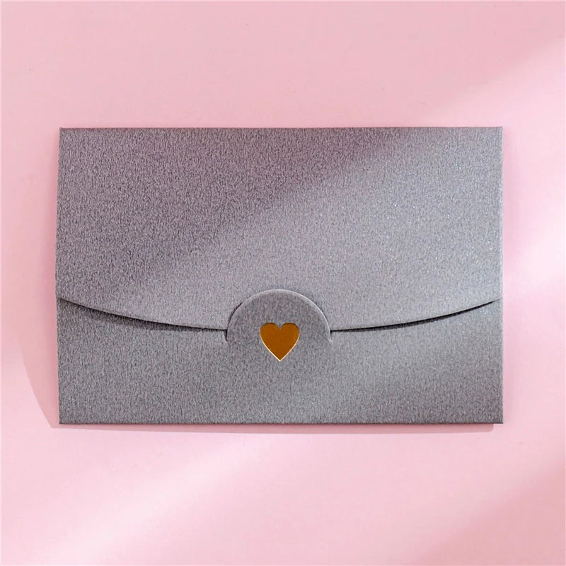 (10 Pieces/Lot) 10.5CM*7CM Small Greeting Card Name Card Envelope Hot Stamping Love Pearlescent Paper Mini Envelopes ALPENZO