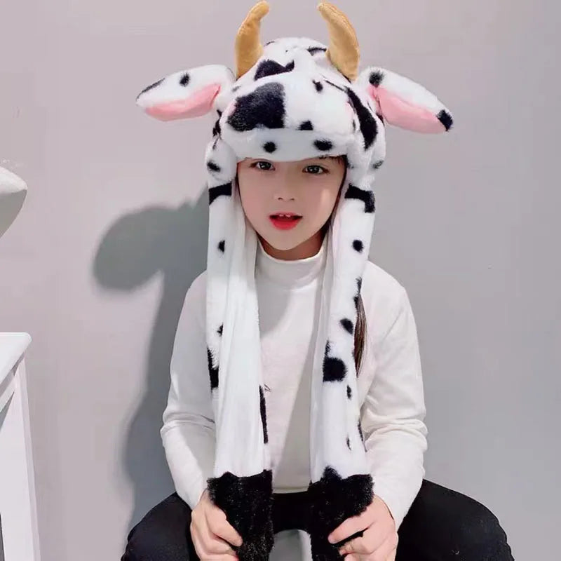 Cartoon Bunny Ear Move Hat Jumping up Toys Rabbit Girls Animal Plush Costume Cosplay Cap Kids Party for Adult Funny Anime Hat ALPENZO