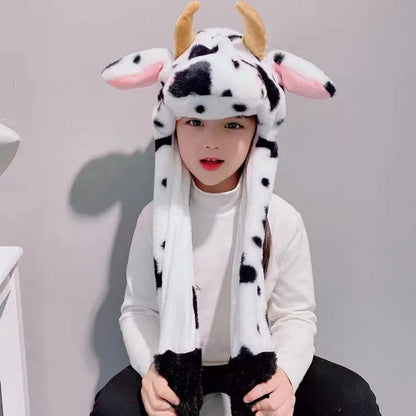 Cartoon Bunny Ear Move Hat Jumping up Toys Rabbit Girls Animal Plush Costume Cosplay Cap Kids Party for Adult Funny Anime Hat ALPENZO