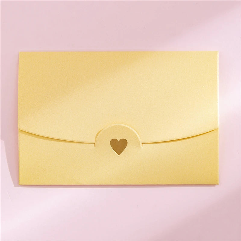 (10 Pieces/Lot) 10.5CM*7CM Small Greeting Card Name Card Envelope Hot Stamping Love Pearlescent Paper Mini Envelopes ALPENZO