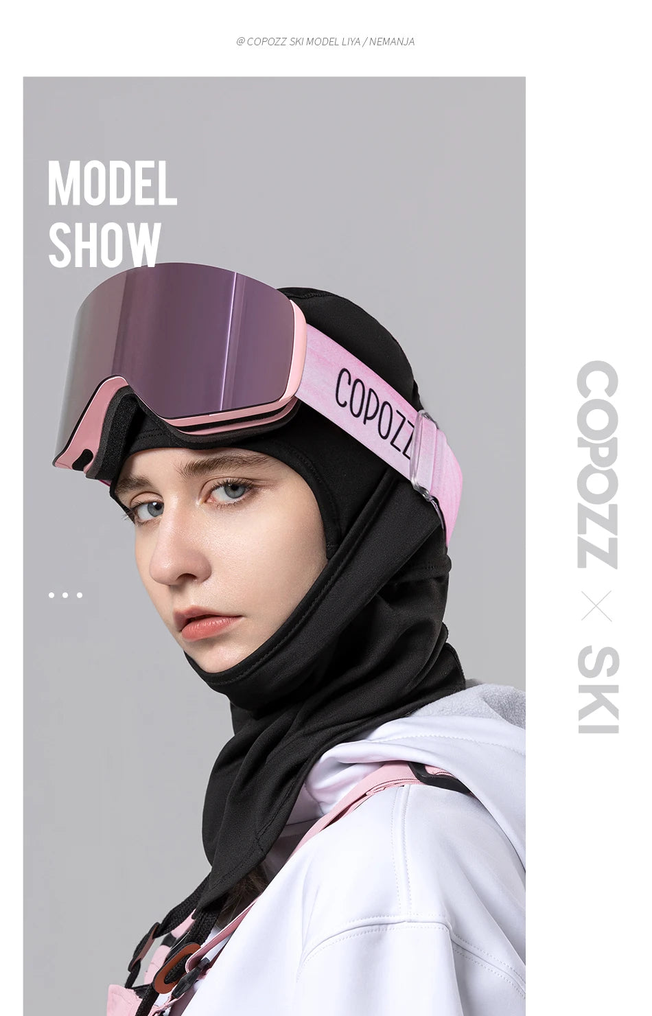 COPOZZ Winter Professional Men Women Ski Goggles Set Magnetic Quick-Change Double Layers Anti-Fog Snowboard Goggles Adults