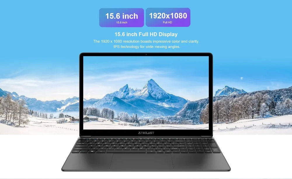 Teclast F15S laptop, 15,6 inch, 6GB/8GB RAM, 128GB ROM, Celeron J3455/N4020/N3350, Windows 10 OS, 1920x1080 IPS, UHD 500 GPU, Du - ALPENZO