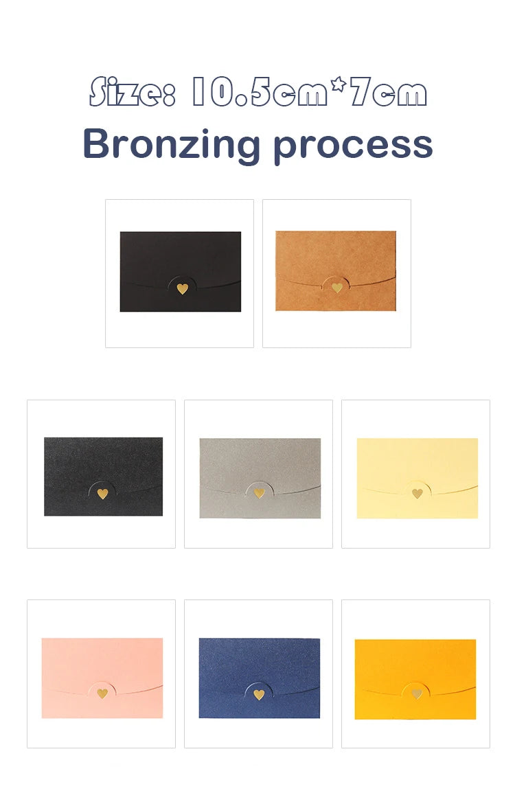 (10 Pieces/Lot) 10.5CM*7CM Small Greeting Card Name Card Envelope Hot Stamping Love Pearlescent Paper Mini Envelopes ALPENZO