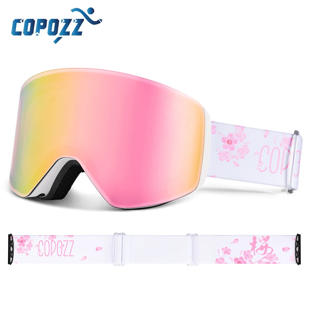 COPOZZ Winter Professional Men Women Ski Goggles Set Magnetic Quick-Change Double Layers Anti-Fog Snowboard Goggles Adults