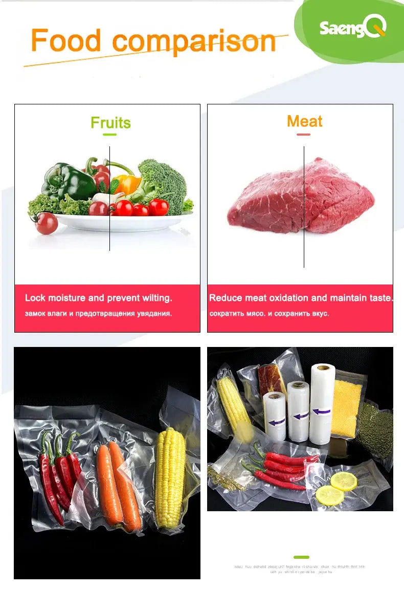saengQ vacuum bags for food Vacuum Sealer Food Fresh Long Keeping 12+15+20+25+30cm*500cm Rolls/Lot bags for vacuum packer - ALPENZO