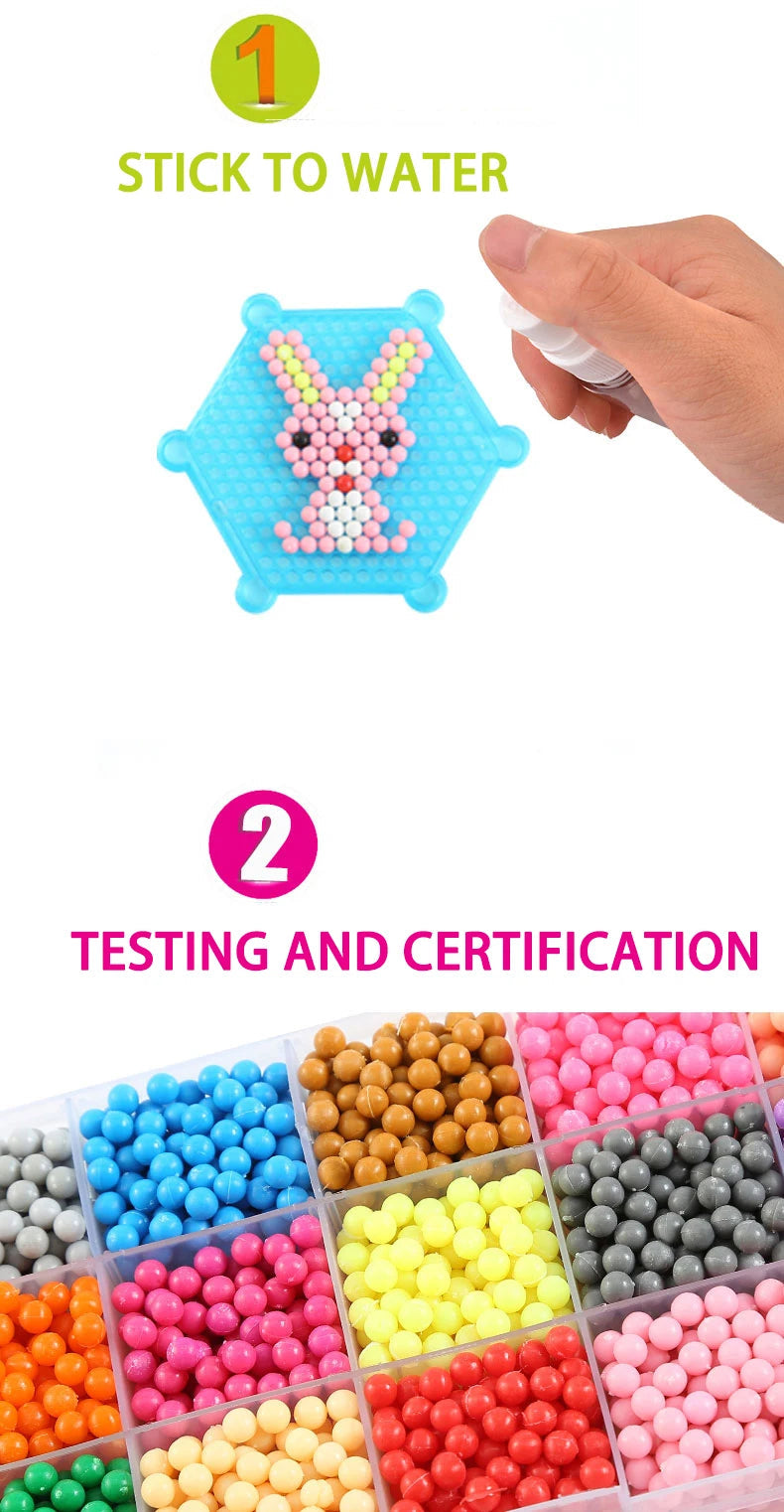Handmade Magic Water Fuse Beads Creative Beads DIY Art Crafts Toys Magic Water Sticky Beads Sensory Toys Set with Accessories ALPENZO
