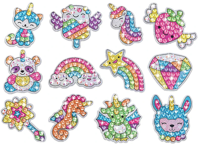 12 Create Big Gem Diamond Painting Sticker Kit Art Craft Girls Boys Unicorn Animal Sealife Magical Mosaic Dot Sticky Toys Gifts ALPENZO