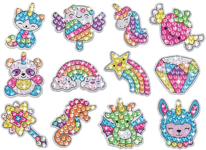 12 Create Big Gem Diamond Painting Sticker Kit Art Craft Girls Boys Unicorn Animal Sealife Magical Mosaic Dot Sticky Toys Gifts ALPENZO