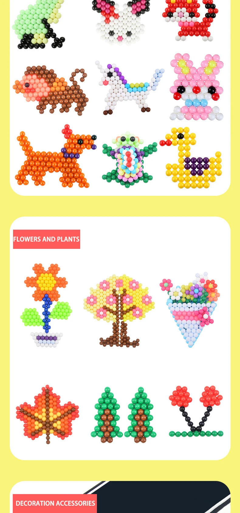 Handmade Magic Water Fuse Beads Creative Beads DIY Art Crafts Toys Magic Water Sticky Beads Sensory Toys Set with Accessories ALPENZO