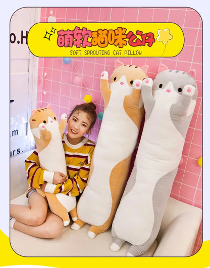 50/70cm Cute Soft Long Cat Plush Toys Stuffed Pause Office Nap Pillow Bed Sleep Home Decor Gift Doll for Kids Girl ALPENZO
