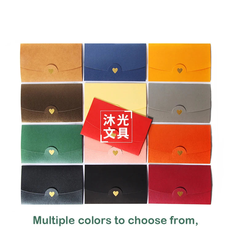 (10 Pieces/Lot) 10.5CM*7CM Small Greeting Card Name Card Envelope Hot Stamping Love Pearlescent Paper Mini Envelopes ALPENZO