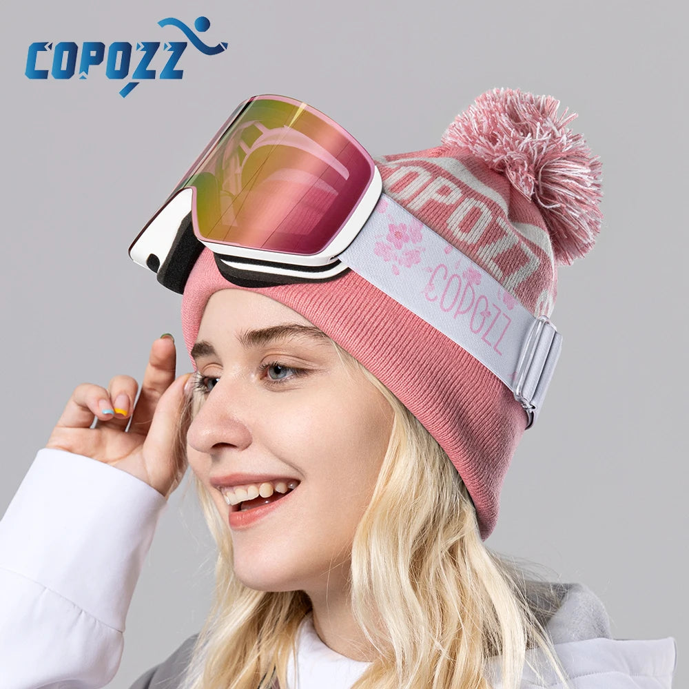 COPOZZ Winter Professional Men Women Ski Goggles Set Magnetic Quick-Change Double Layers Anti-Fog Snowboard Goggles Adults