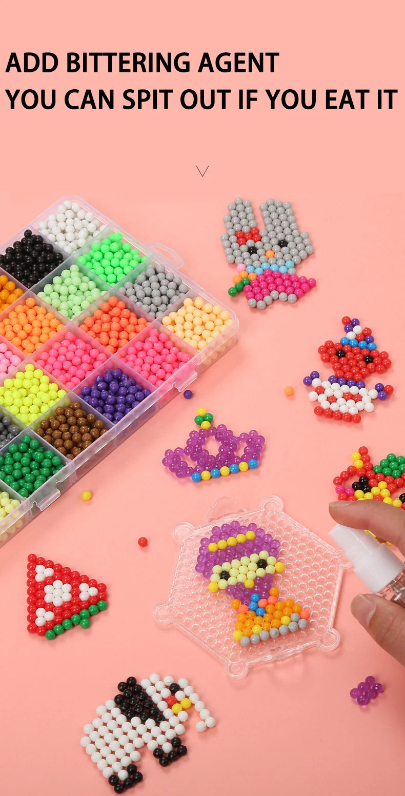 Handmade Magic Water Fuse Beads Creative Beads DIY Art Crafts Toys Magic Water Sticky Beads Sensory Toys Set with Accessories ALPENZO