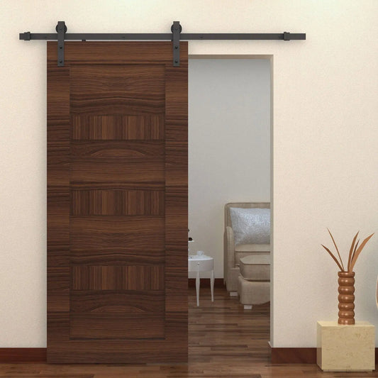 HOMCOM Kit Instalacion Montaje Puerta Corredera Madera Puertas Corredizas Riel Acero - ALPENZO